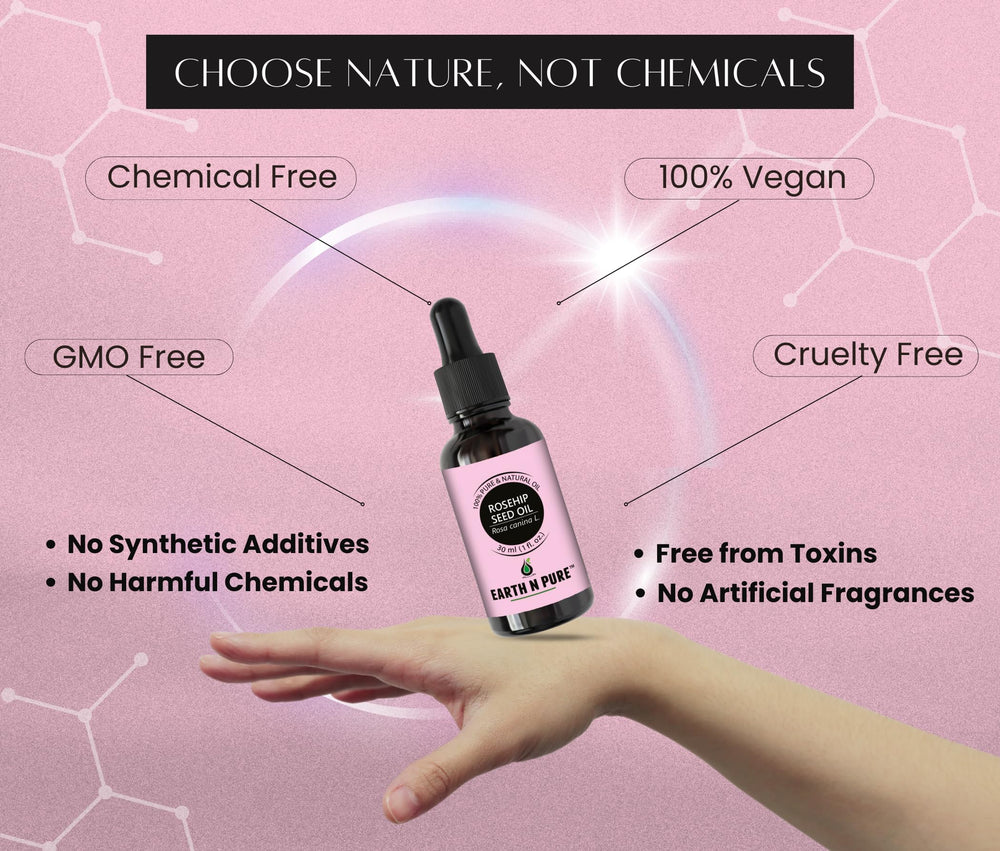 Earth N Pure Rosehip Oil face application adds subtle dewy hydration.