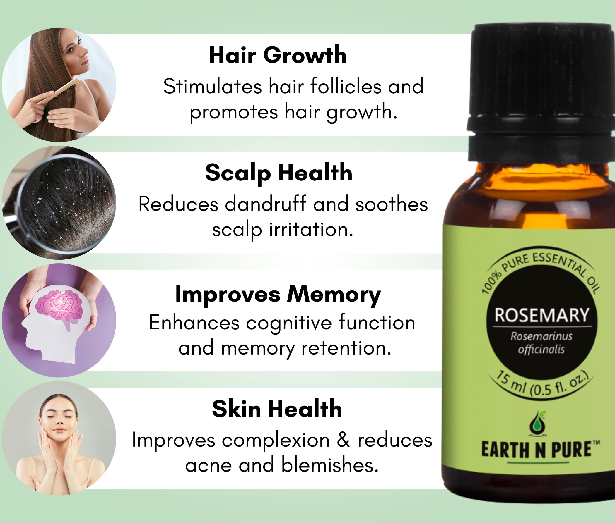 Earth N Pure Rosemary bottle for scalp care and shine.