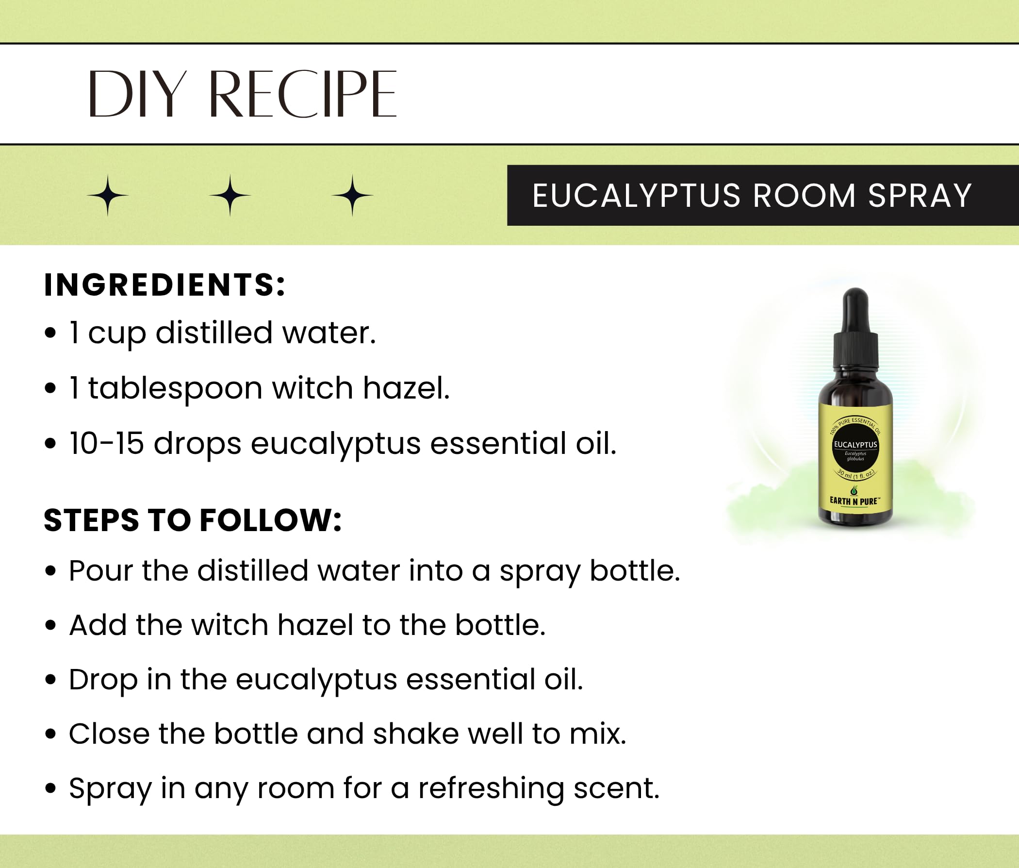 Earth N Pure travel-friendly eucalyptus oil bottle for on-the-go freshness.