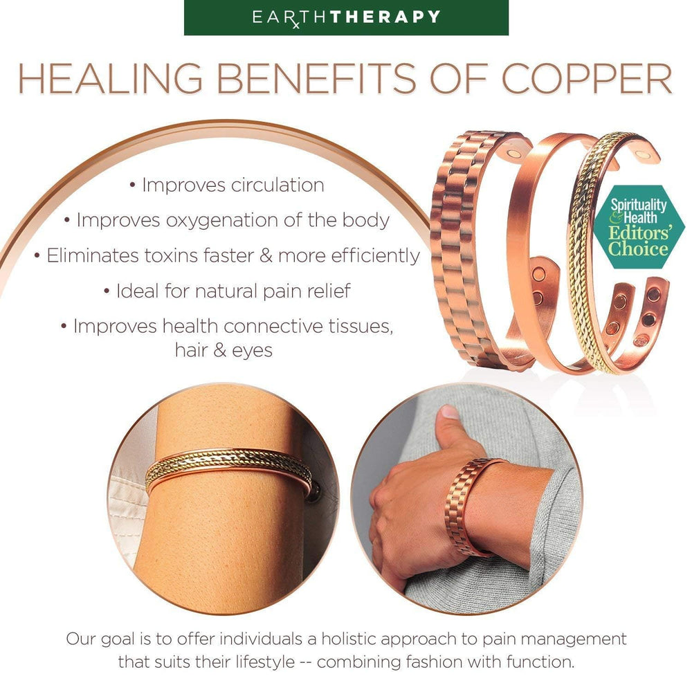 Earth Therapy copper diamond design close-up highlighting texture detail.