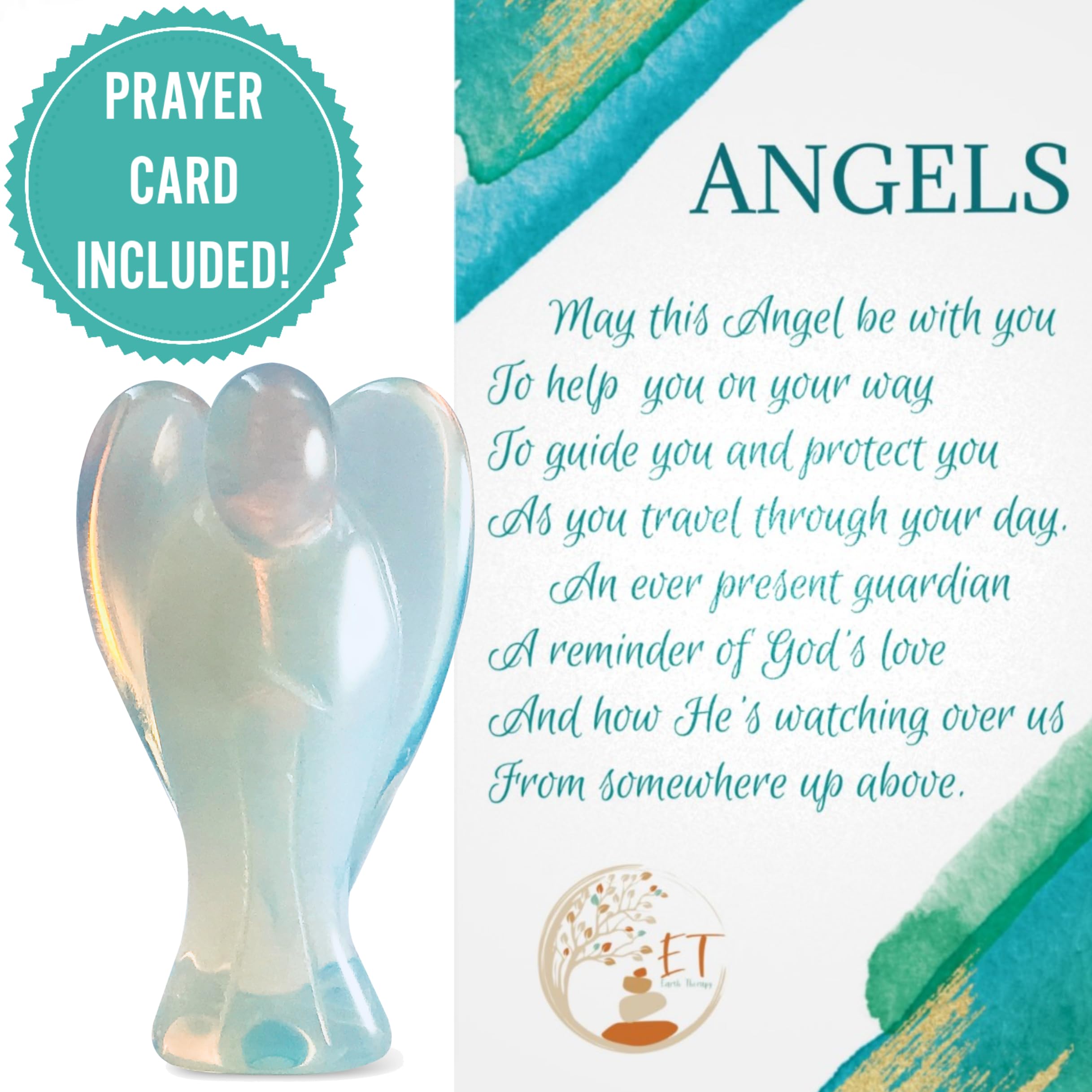 Earth Therapy hand-carved angel closeup; protective symbolism for daily carry.