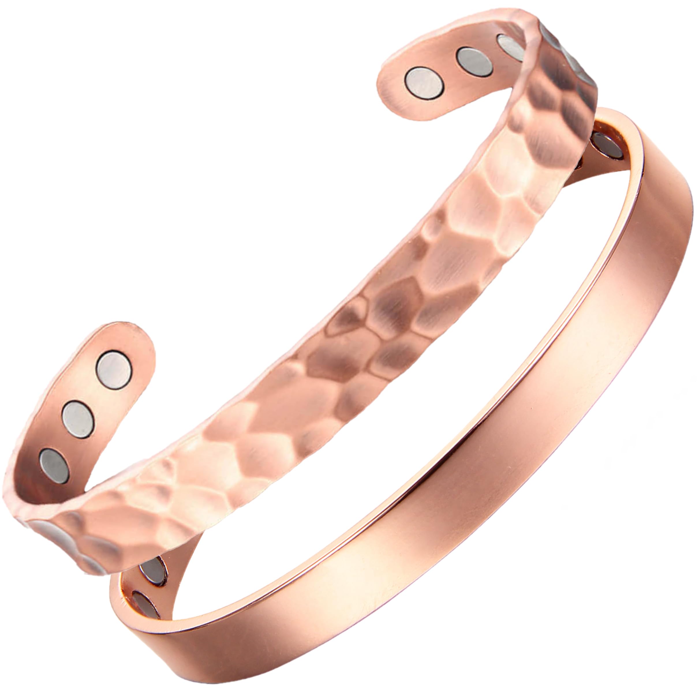 Earth Therapy minimalist hammered cuff on wrist, providing timeless everyday style.