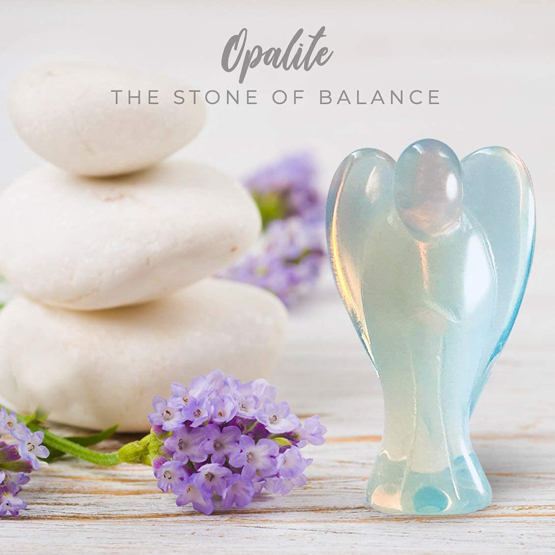 Earth Therapy opal healing stone figurine closeup; soothing visual for mindfulness.