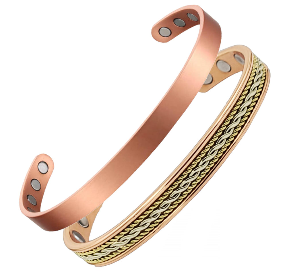 Earth Therapy pure copper magnetic bracelet, front view for daily wear.