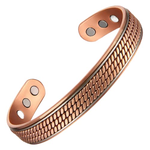 Earth Therapy wide rope copper cuff, adjustable for daily wear.