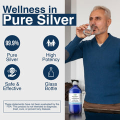 Earthborn Colloidal Silver Liquid glass bottle highlights pure, additive-free formula.