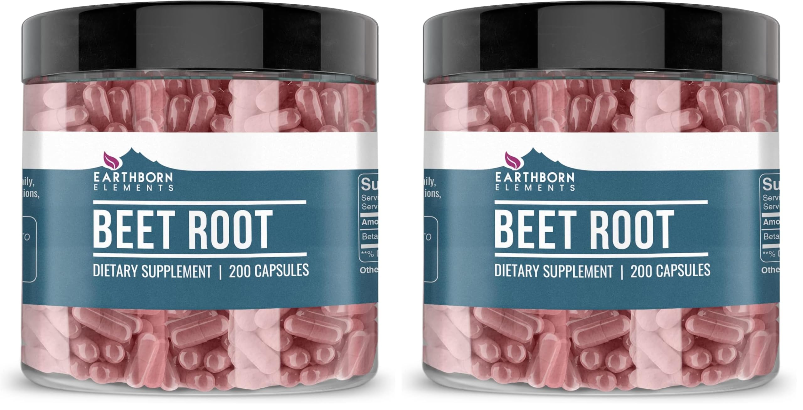 Earthborn Elements Beet Root capsules bottle shows pure nitrate source for daily wellness potential.