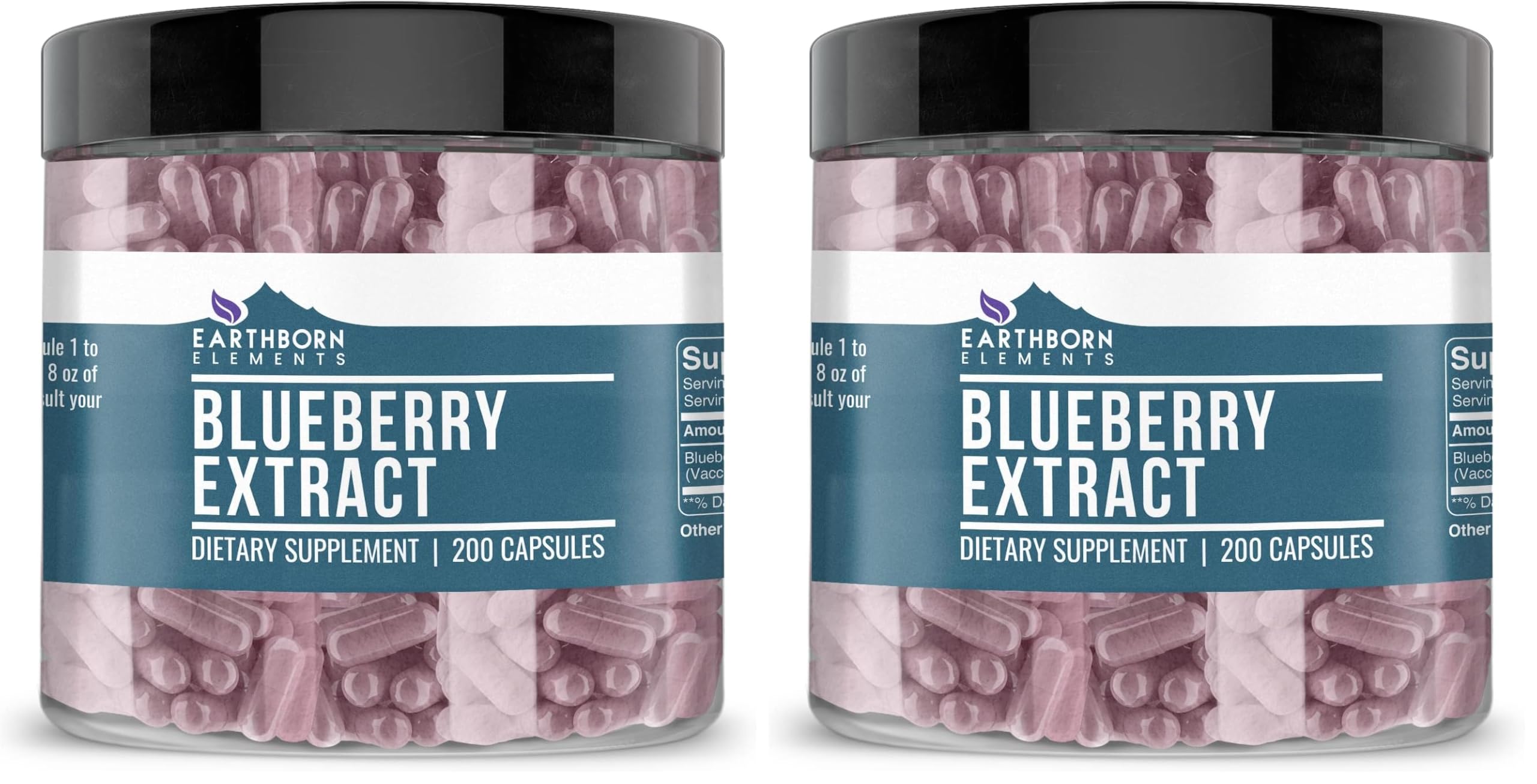 Earthborn Elements Blueberry 10:1 extract bottle for daily additive-free capsule supplement.