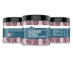 Close-up of Earthborn Elements blueberry capsules for easy daily use.