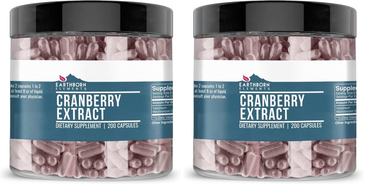 Earthborn Elements Cranberry Extract bottle with pure capsules for daily use.