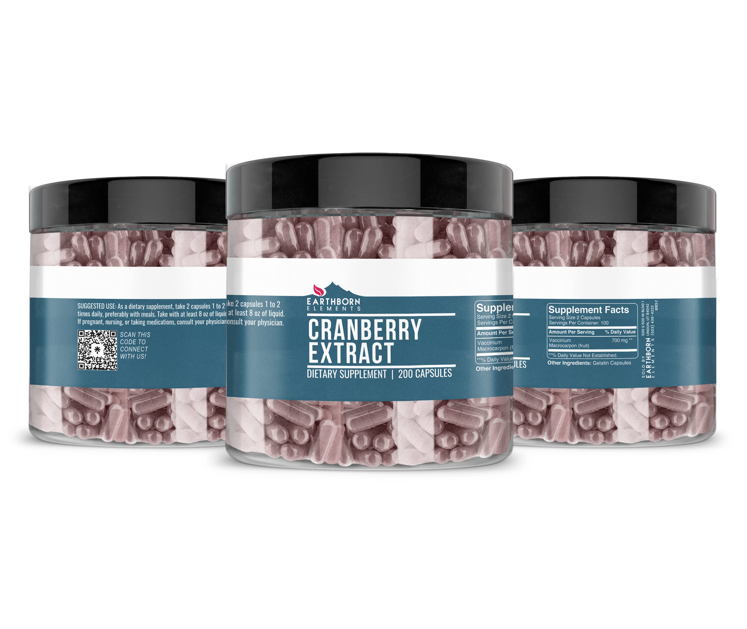 Earthborn Elements Cranberry Extract capsules arranged for consistent daily portions.