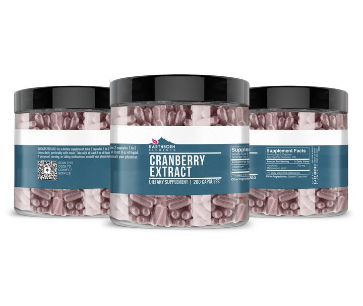 Earthborn Elements Cranberry Extract capsules arranged for consistent daily portions.