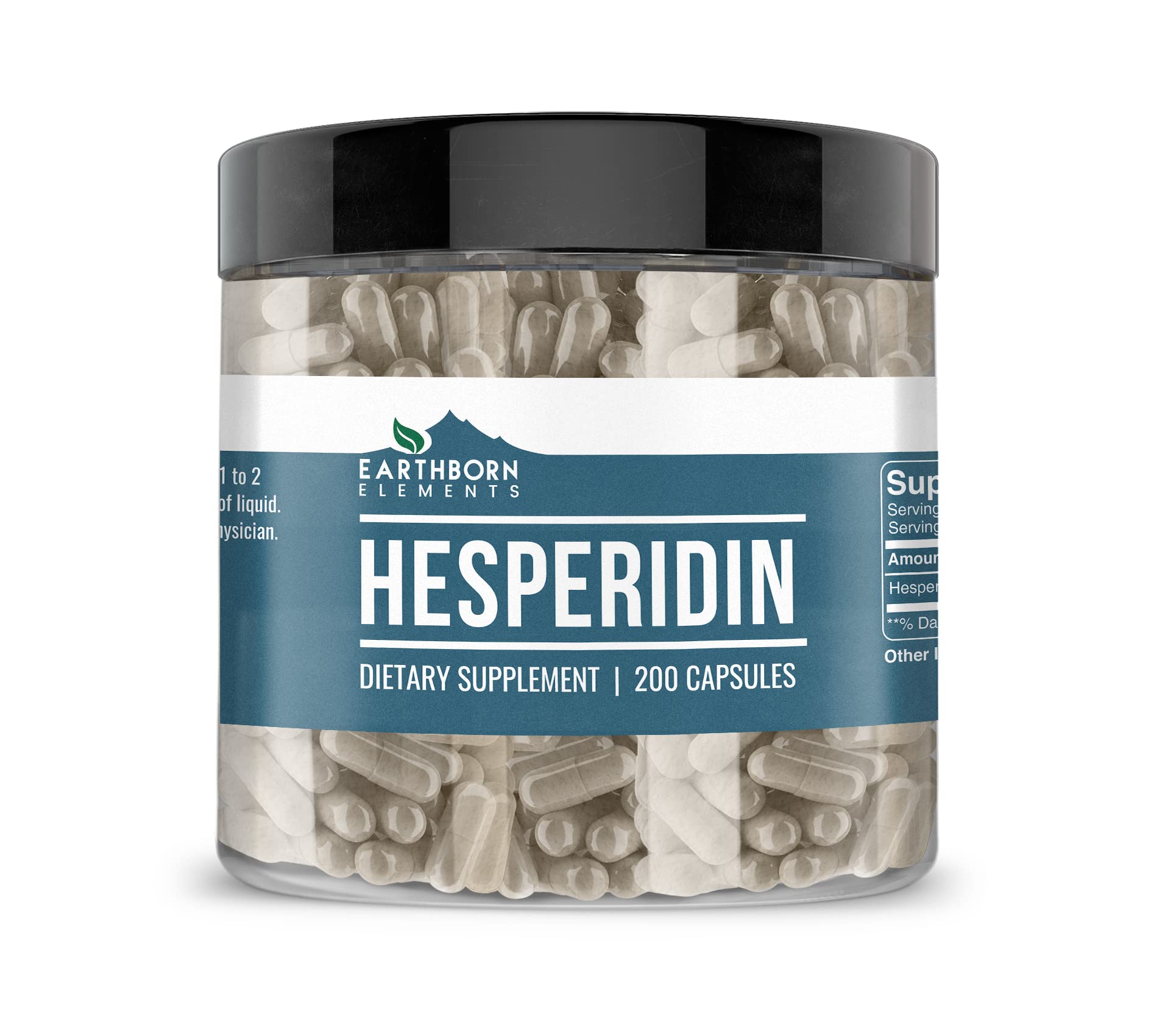 Earthborn Elements Hesperidin capsules bottle showing pure additive-free daily supplement.
