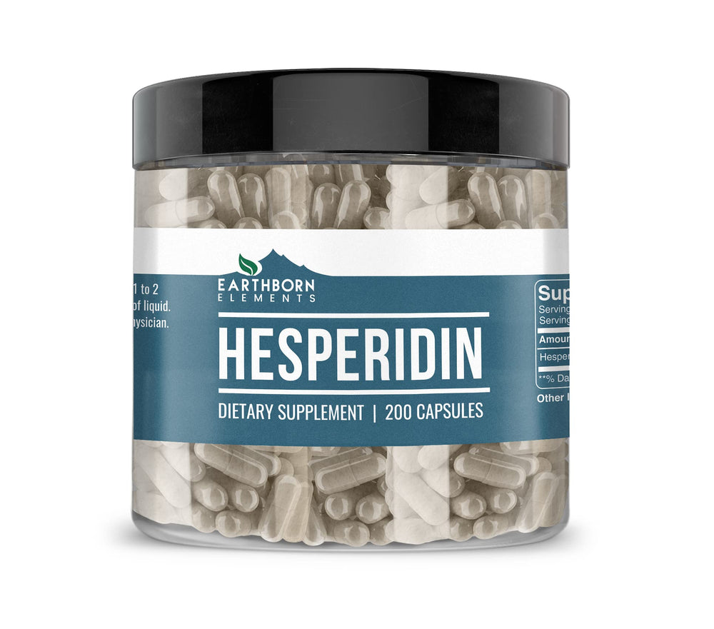 Earthborn Elements Hesperidin capsules bottle showing pure additive-free daily supplement.