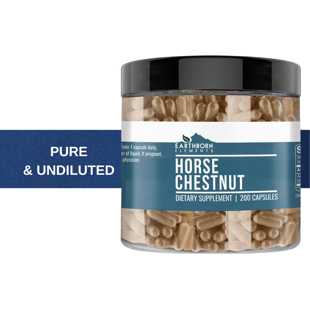 Earthborn Elements Horse Chestnut pure, undiluted capsules in bottle.