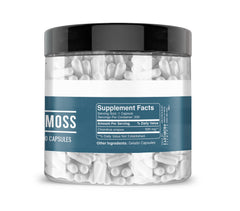 Earthborn Elements Irish Sea Moss bottle with label emphasizes USA-encapsulated production and quality.