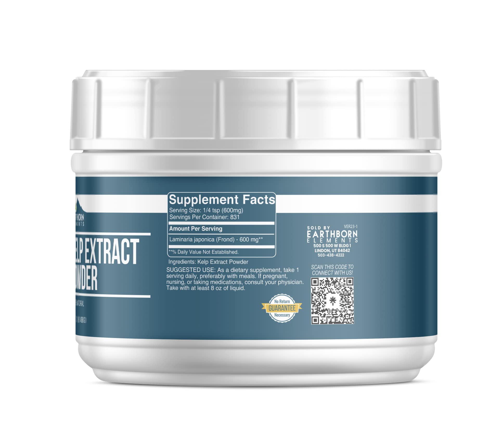 Earthborn Elements kelp powder scoop shot, easy to measure for smoothies and shakes.