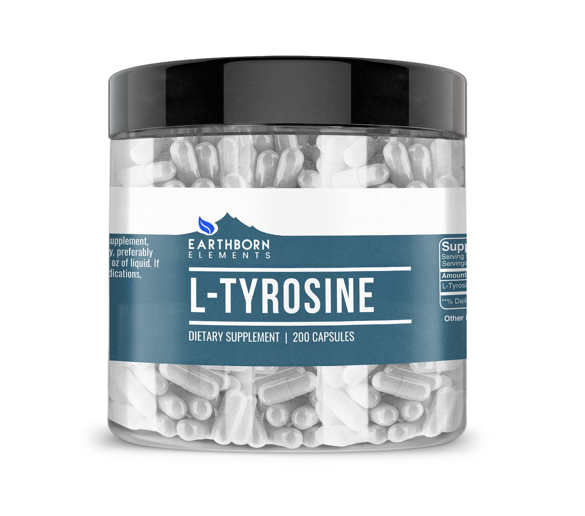 Earthborn Elements L-Tyrosine bottle with pure formulation, no additives for daily use
