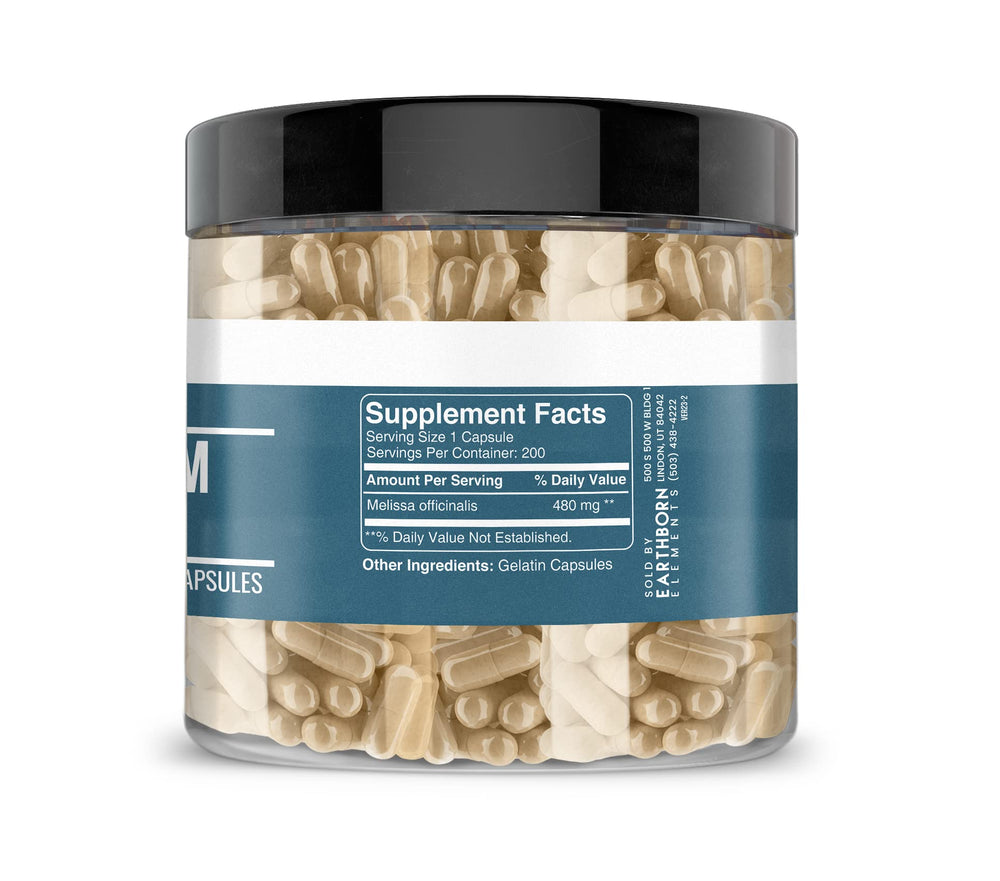 Earthborn Elements label close-up emphasizes purity and USA-encapsulated packaging.