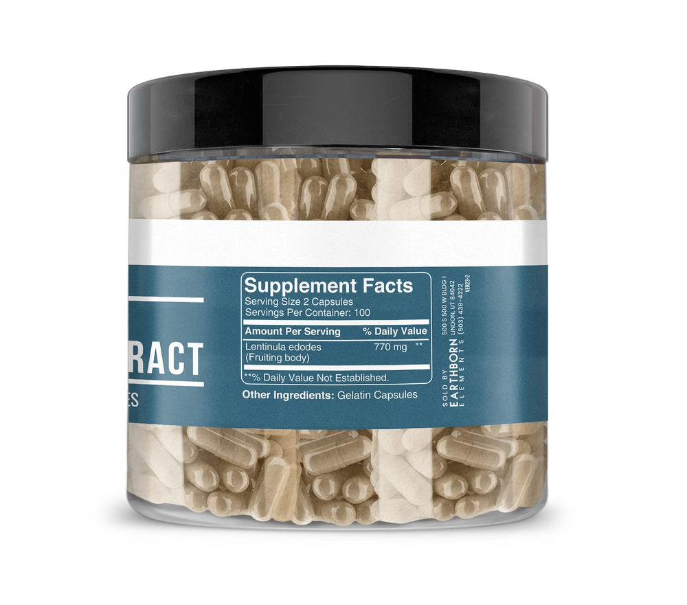 Earthborn Elements Shiitake label detail highlights purity and absence of fillers.