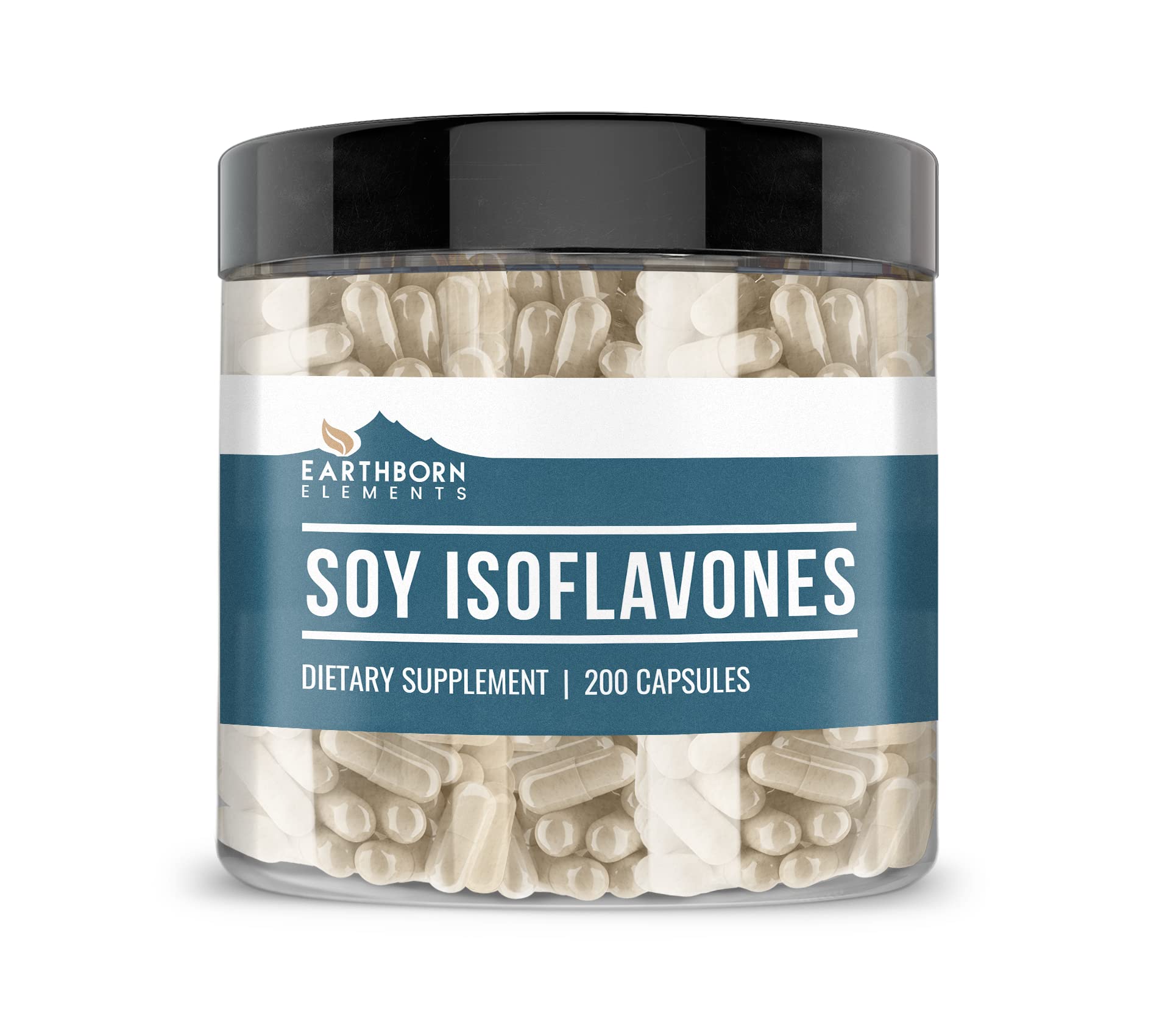 Earthborn Elements Soy Isoflavones bottle front with pure capsules.