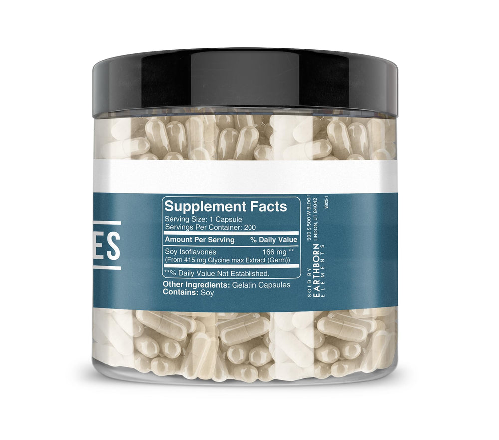 Earthborn Elements Soy Isoflavones label shows USA origin and quality.