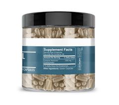 Earthborn Elements Turkey Tail Mushroom bottle label emphasizes USA encapsulation and purity.