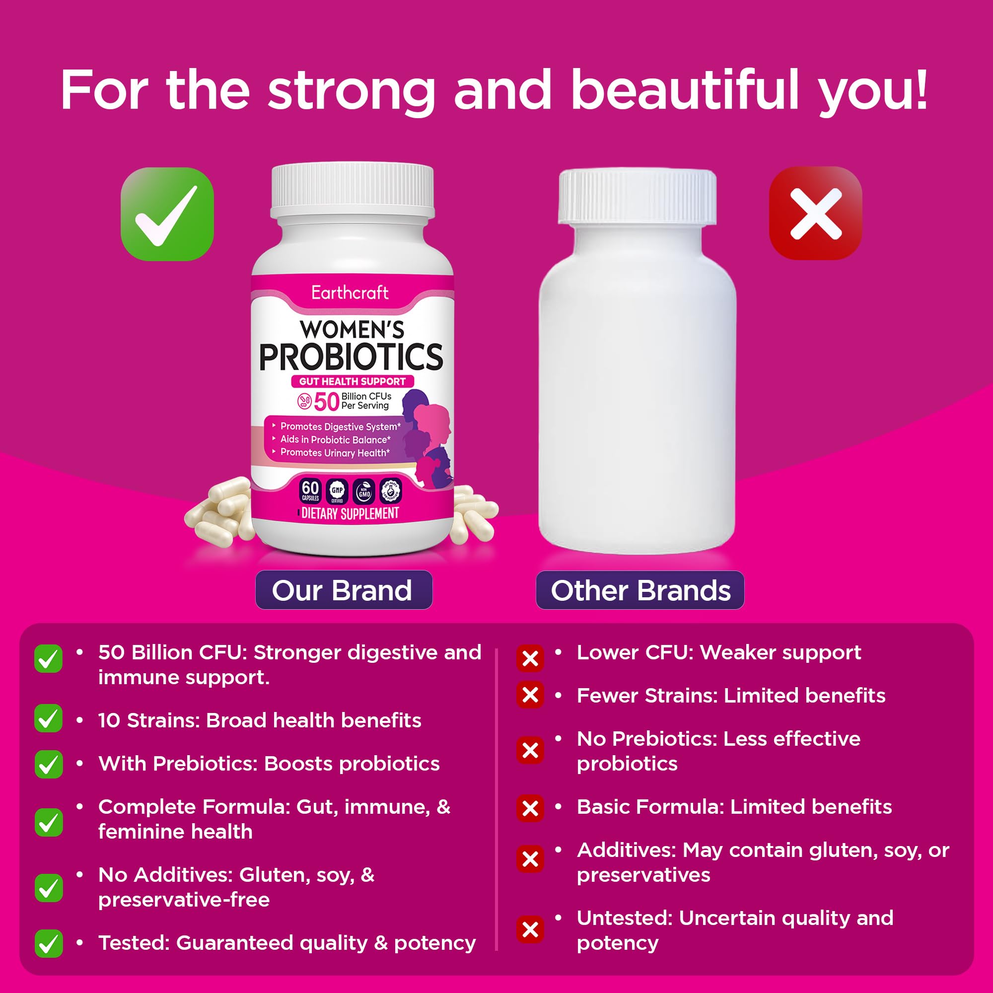 Earthcraft Probiotics bottle close up emphasizing clean label.