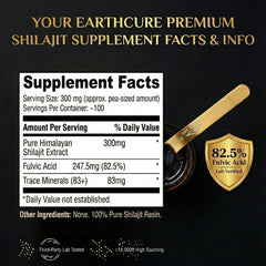 EarthCure Shilajit Resin amber jar shows gold-grade quality and authenticity.