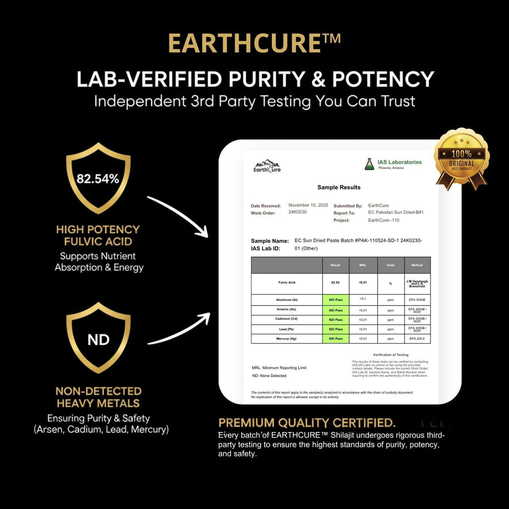 EarthCure Shilajit Resin dissolving in warm water for quick absorption.