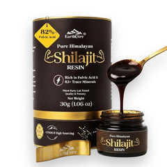 EarthCure Shilajit Resin jar closeup highlighting pure Himalayan formula for daily energy.