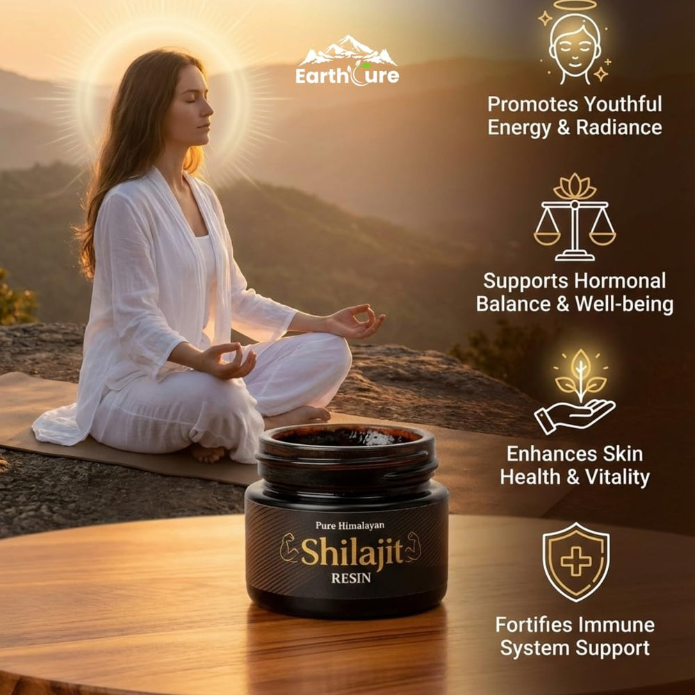 EarthCure Shilajit Resin packaging label communicates gold-grade quality.