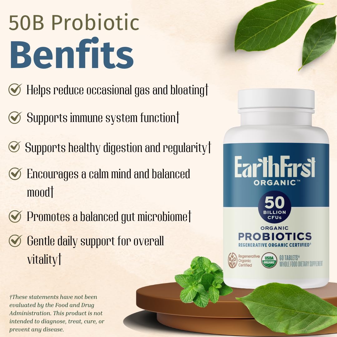 EarthFirst Organic tablets on white background suitable for daily use.