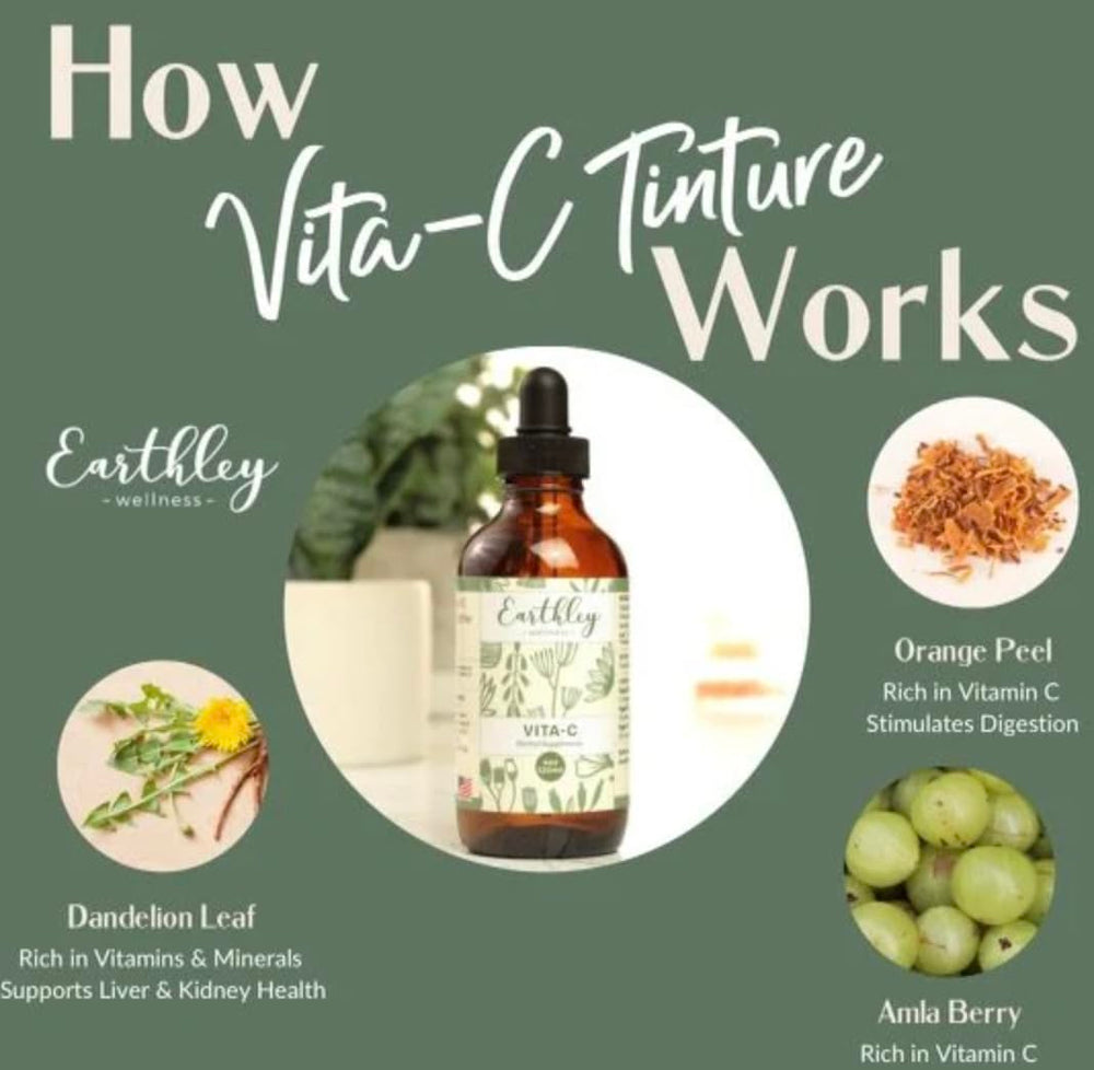 Earthley Vita-C dropper close-up, easy-to-use tincture for on-the-go support