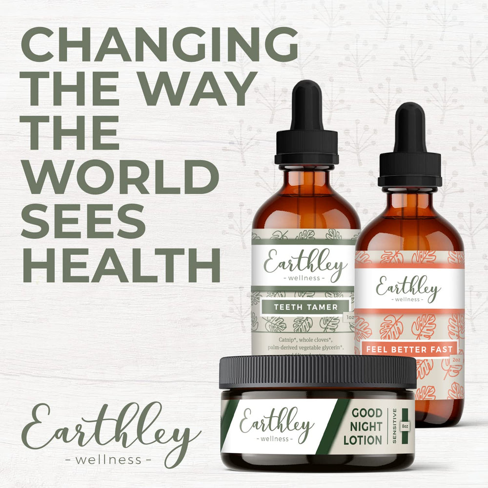 Earthley Wellness Ease the Ache bottle side with dosage notes for cycle support.
