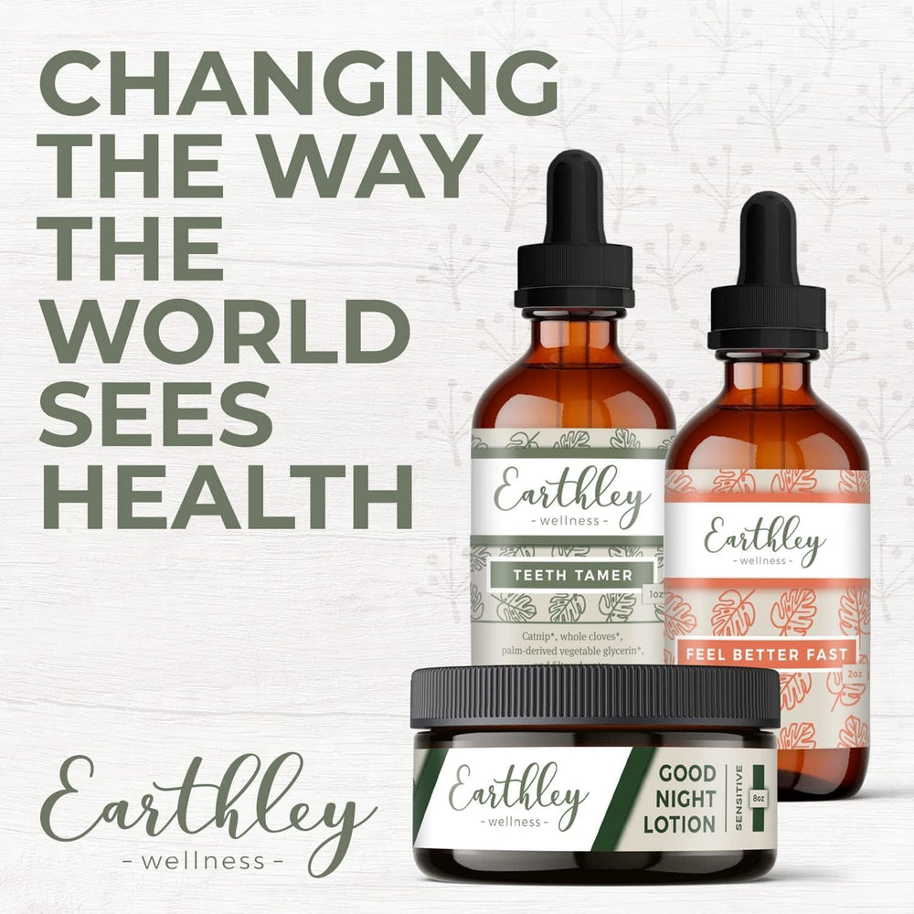 Earthley Wellness family-friendly tincture bottle labeled for all ages.