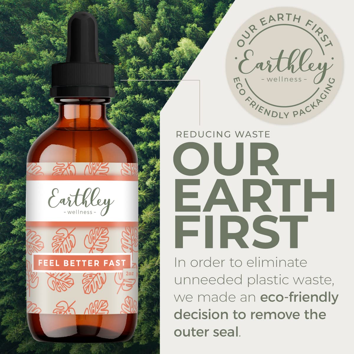 Earthley Wellness Feel Better Fast measuring dropper, simple administration for adults and kids.