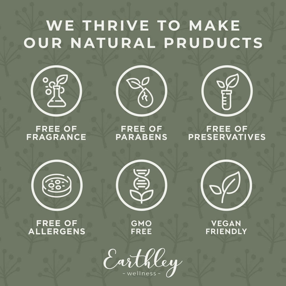 Earthley Wellness label emphasizing minimal processing and purity.