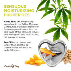 Earthly Body Edible Massage Candle Mango melted oil pours for a soothing massage