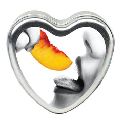 Earthly Body Edible Massage Candle Peach burns cleanly and melts into nourishing massage oil.
