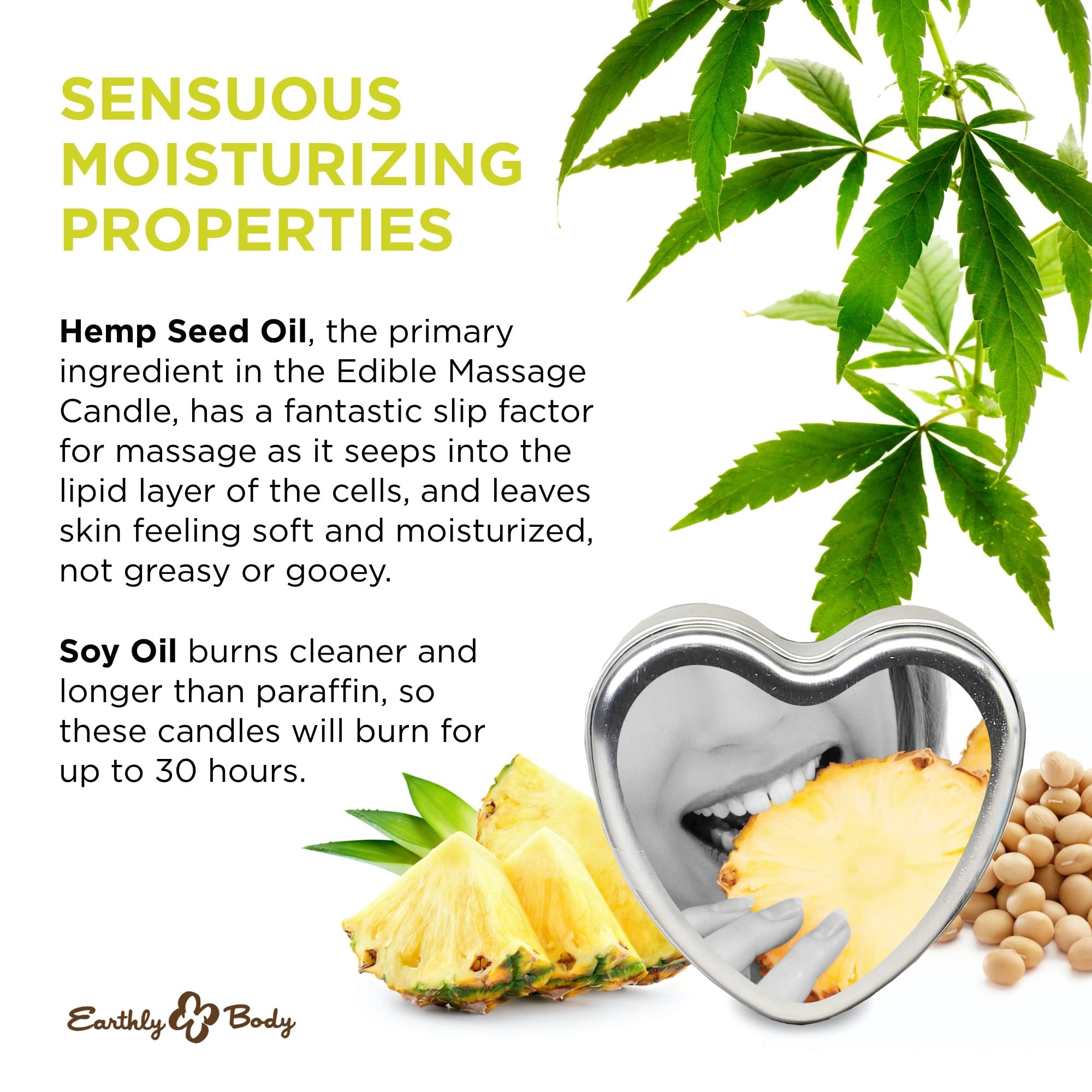Earthly Body pineapple candle melt close-up reveals nourishing edible oil.