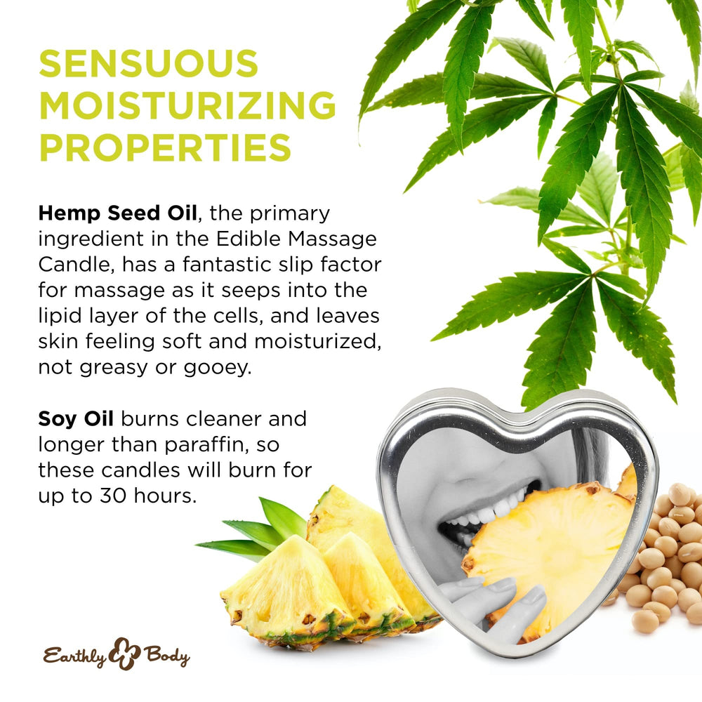 Earthly Body pineapple candle melt close-up reveals nourishing edible oil.