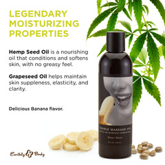 Earthly Body Edible Massage Oil Banana ingredient blend with rosemary and almond oils.