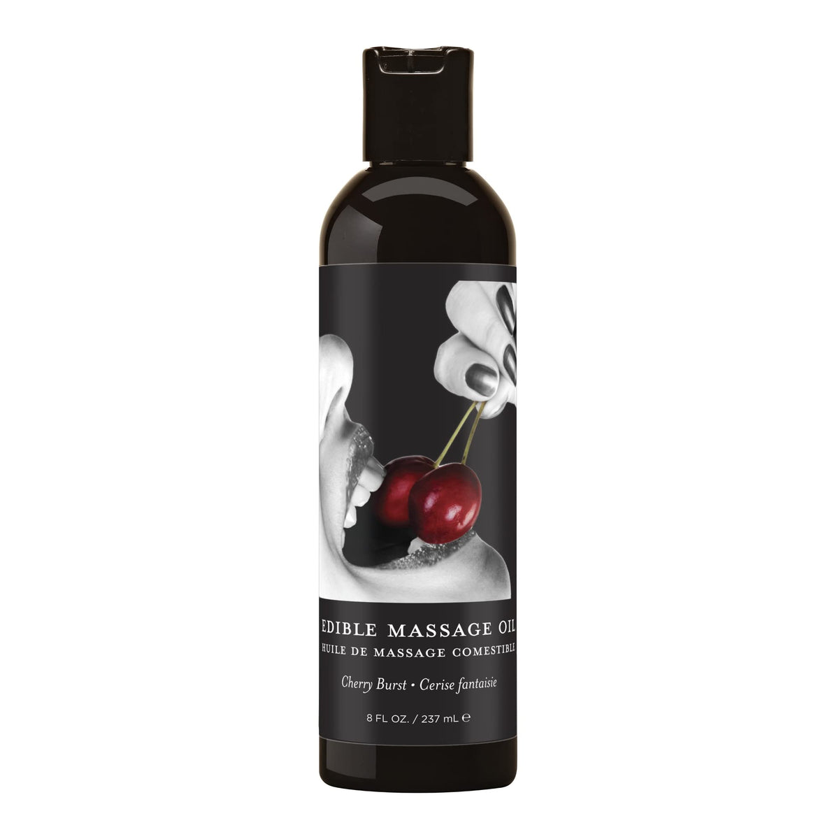 Earthly Body Edible Massage Oil Cherry bottle with spa-quality glide.