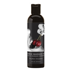 Earthly Body Edible Massage Oil Cherry bottle with spa-quality glide.
