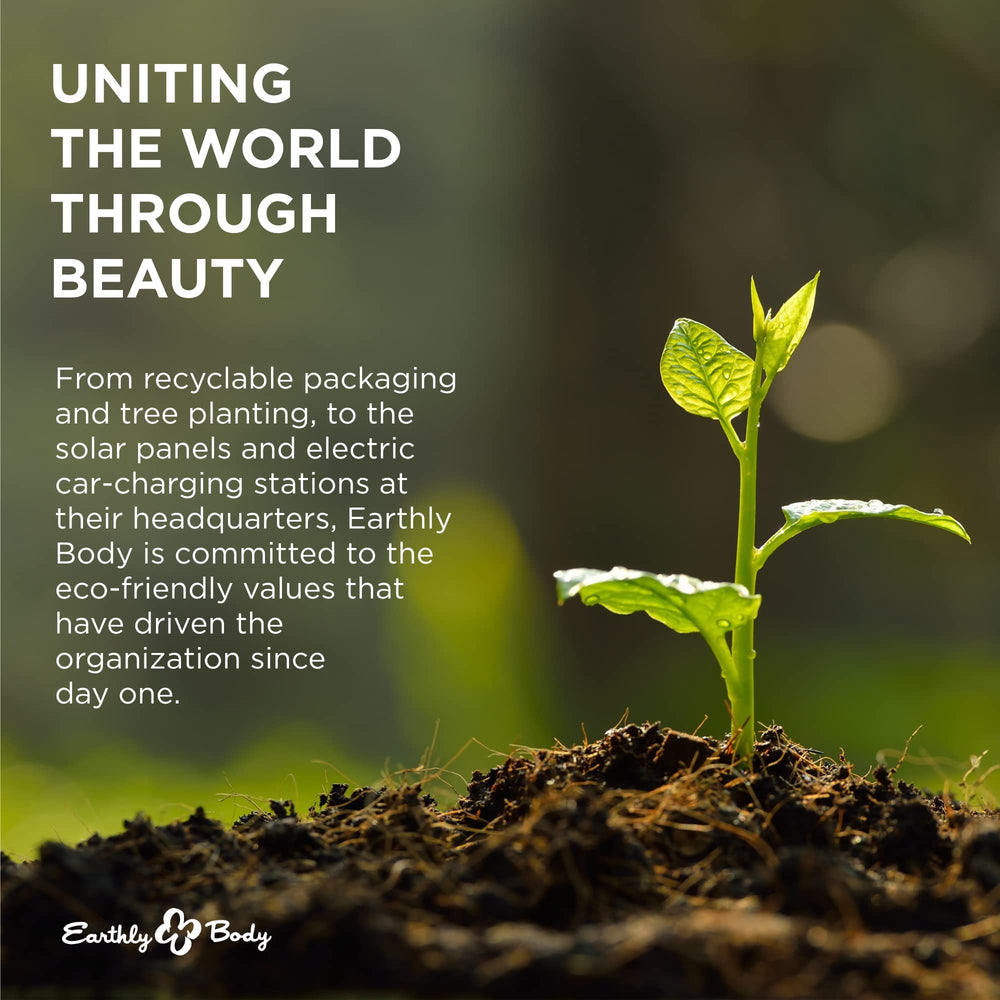 Earthly Body Edible Massage Oil packaging shows vegan, cruelty-free branding.