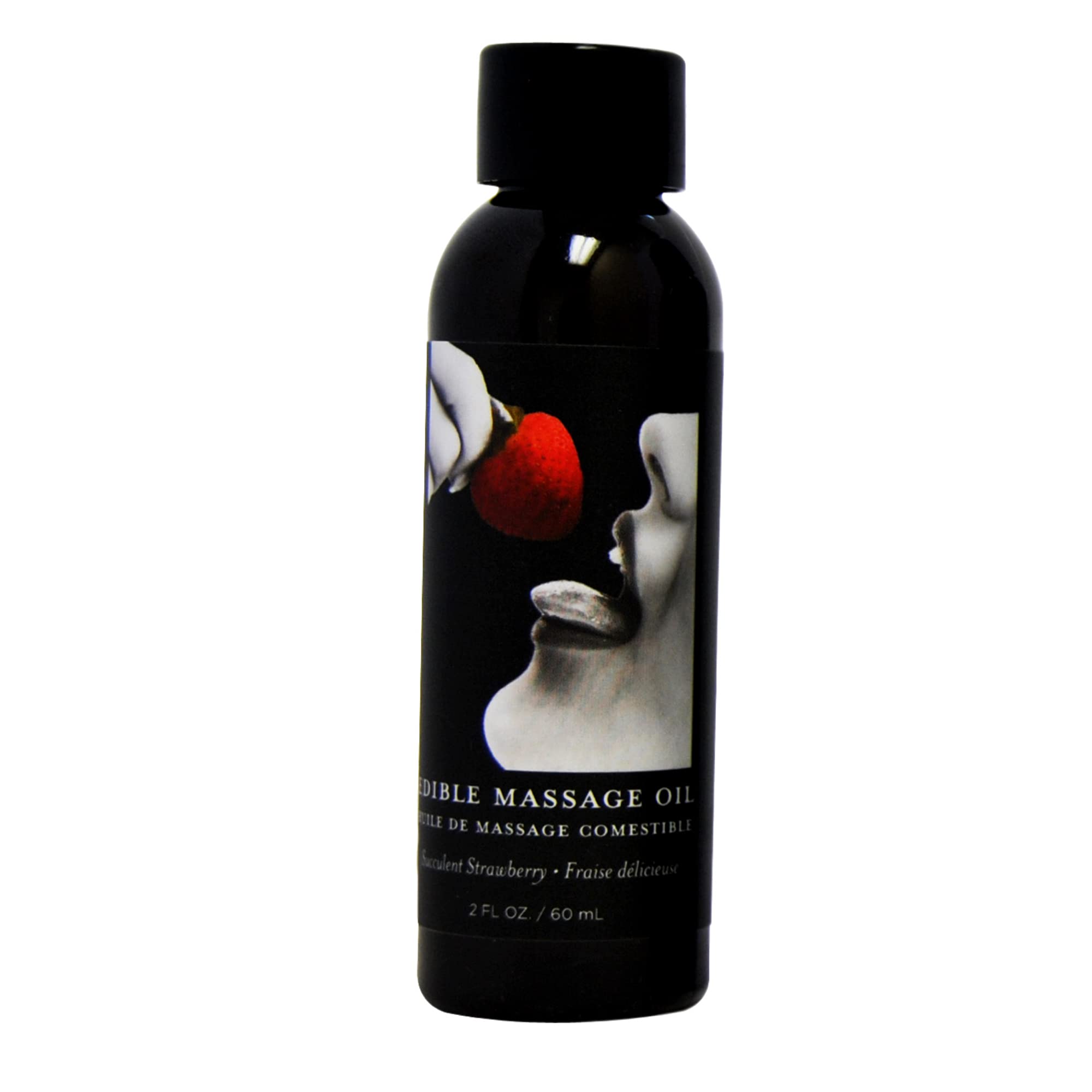 Earthly Body Edible Massage Oil strawberry bottle front for silky massage glide