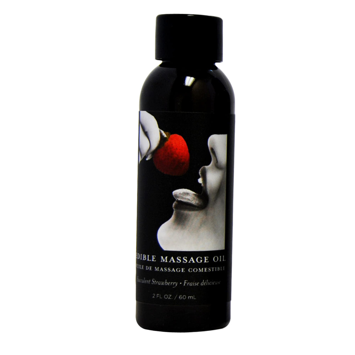 Earthly Body Edible Massage Oil strawberry bottle front for silky massage glide