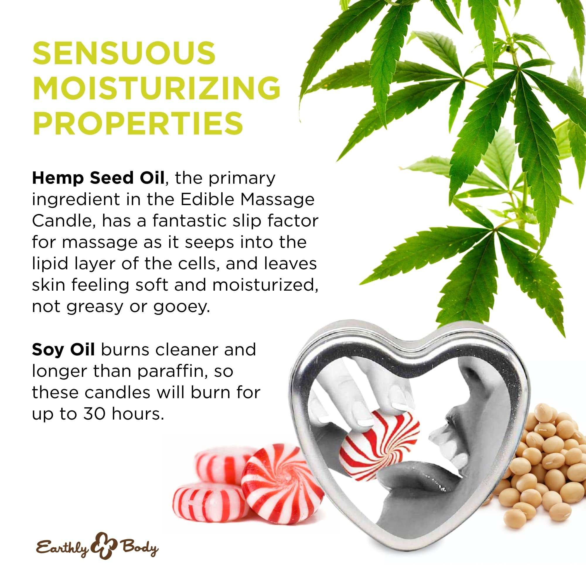 Close-up of Earthly Body Edible Mint Candle melt for skin care