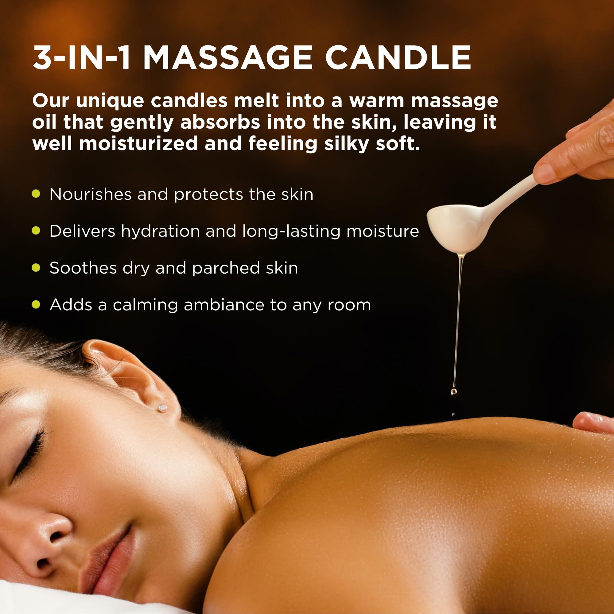 Earthly Body Hemp Seed 3-in-1 Candle Nag Champa with melted wax releasing massage oil.